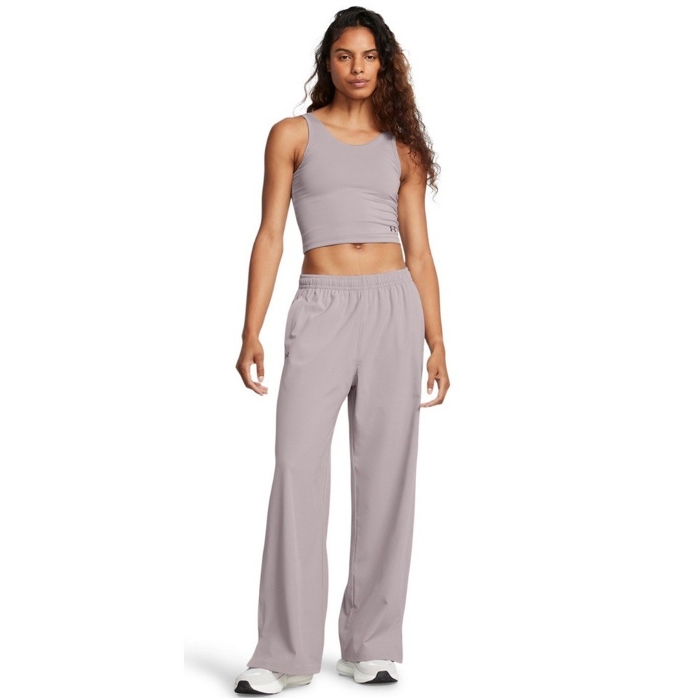 Under Armour Rival Wide Leg Pants Women's XL Taupe Loose Fit Stretch Woven NWT